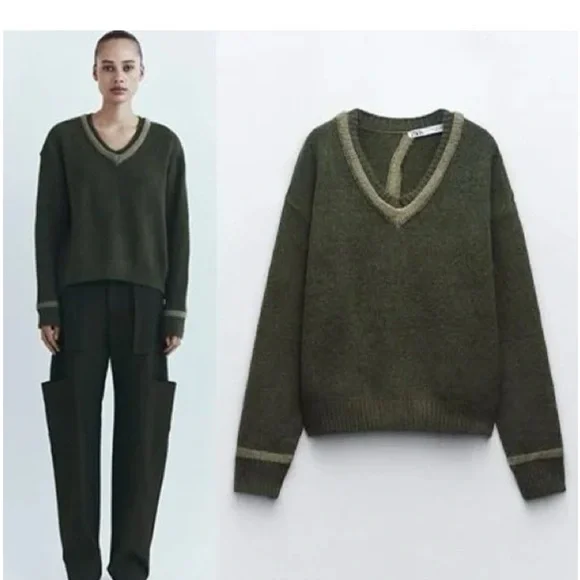 ZARA Green Open Back Sweater - Picture 2 of 12